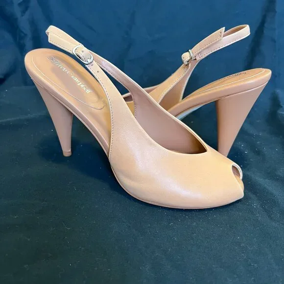 -Pre Loved- JEFFREY CAMPBELL Snoah Slingback Peep Toe Pump SZ 6 - Picture 3 of 7